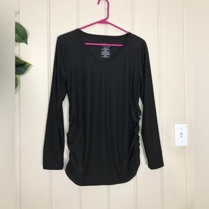 Time & Tru LS Black V-neck Maternity Blouse
Ladies 4 - 6 Small 
Gathered Sides
